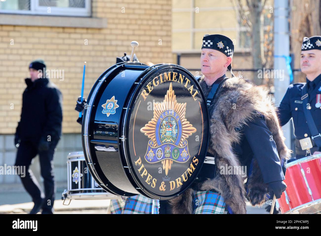 Edmonton, Alberta, Canada. 27th Mar, 2023. A member of the Regimental