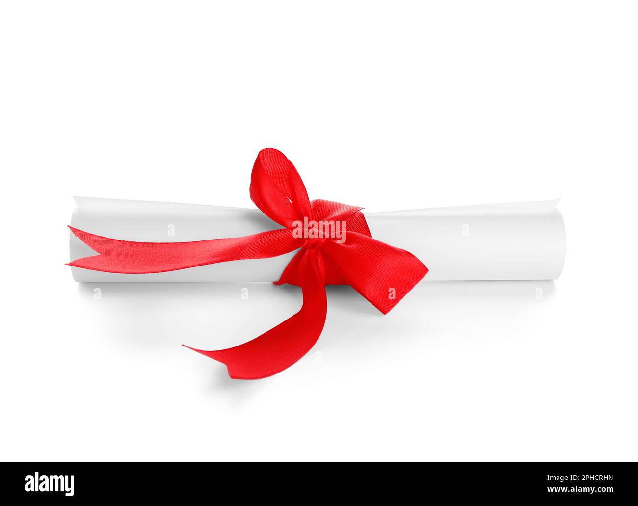 Diploma with red ribbon isolated on white background Stock Photo - Alamy
