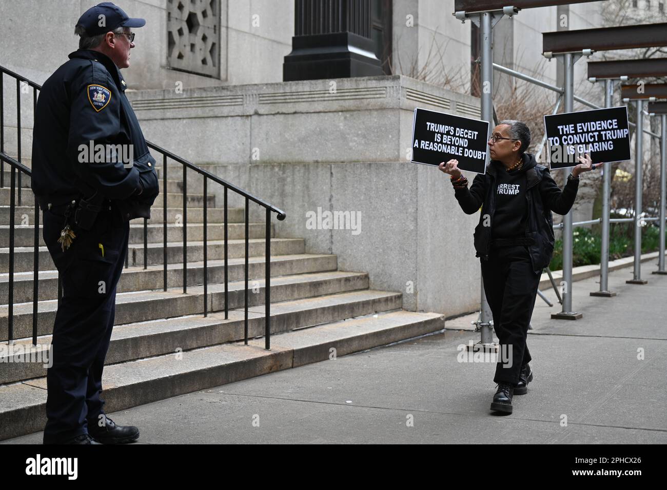 Demonstrators outside of criminal court near the office of Manhattan