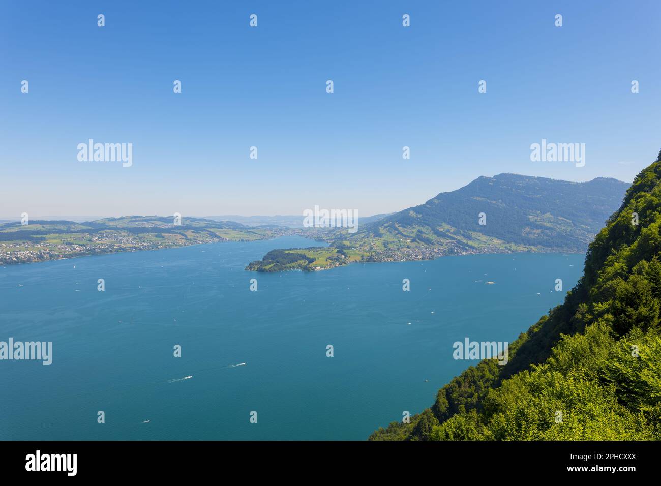 Aerial View over Lake Lucerne and Mountain in Burgenstock, Nidwalden