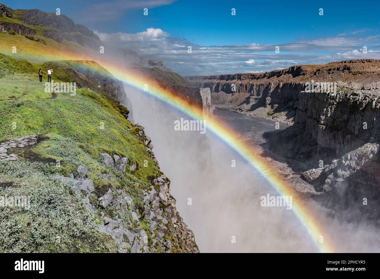 Rainbow Over Dettifoss Waterfalls - Iceland Stock Photo