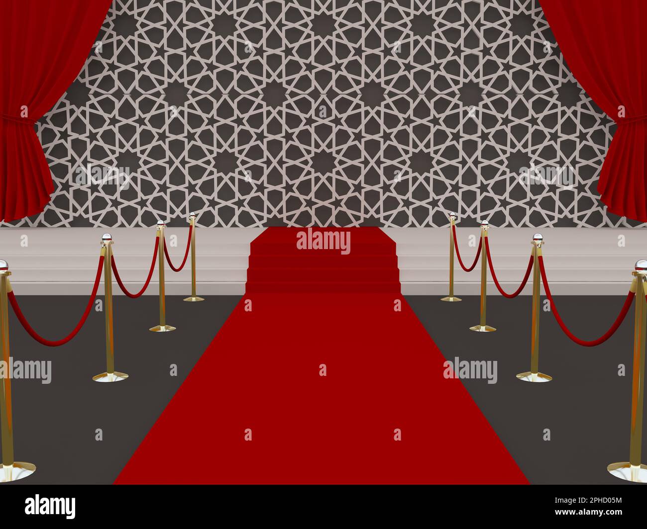 Red Event Carpet, Stairs, and Gold Barrier with red rope, seamless ...