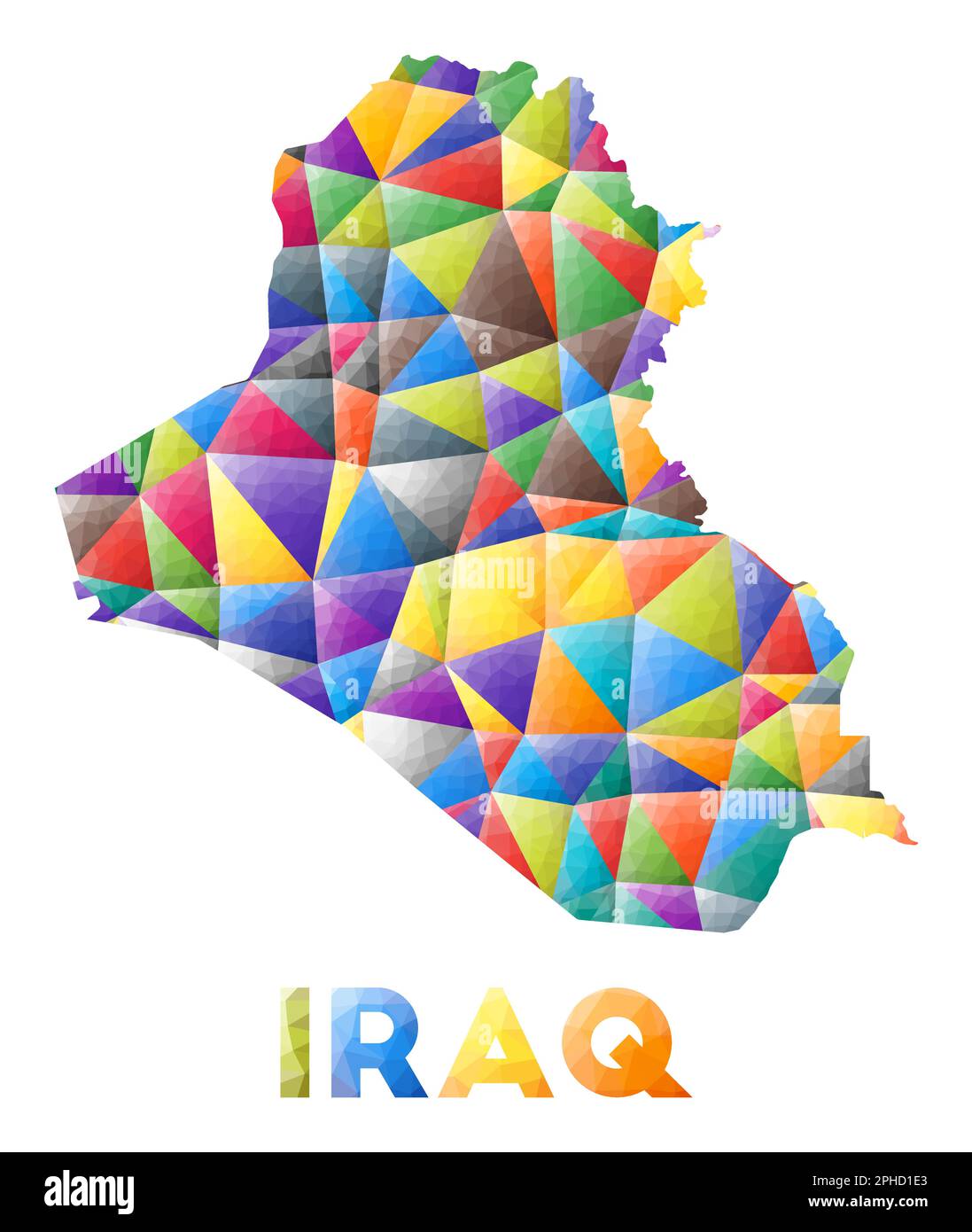 Republic of Iraq colorful low poly country shape. Multicolor