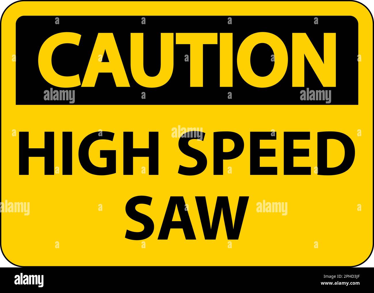 Caution Sign High Speed Saw On White Background Stock Vector