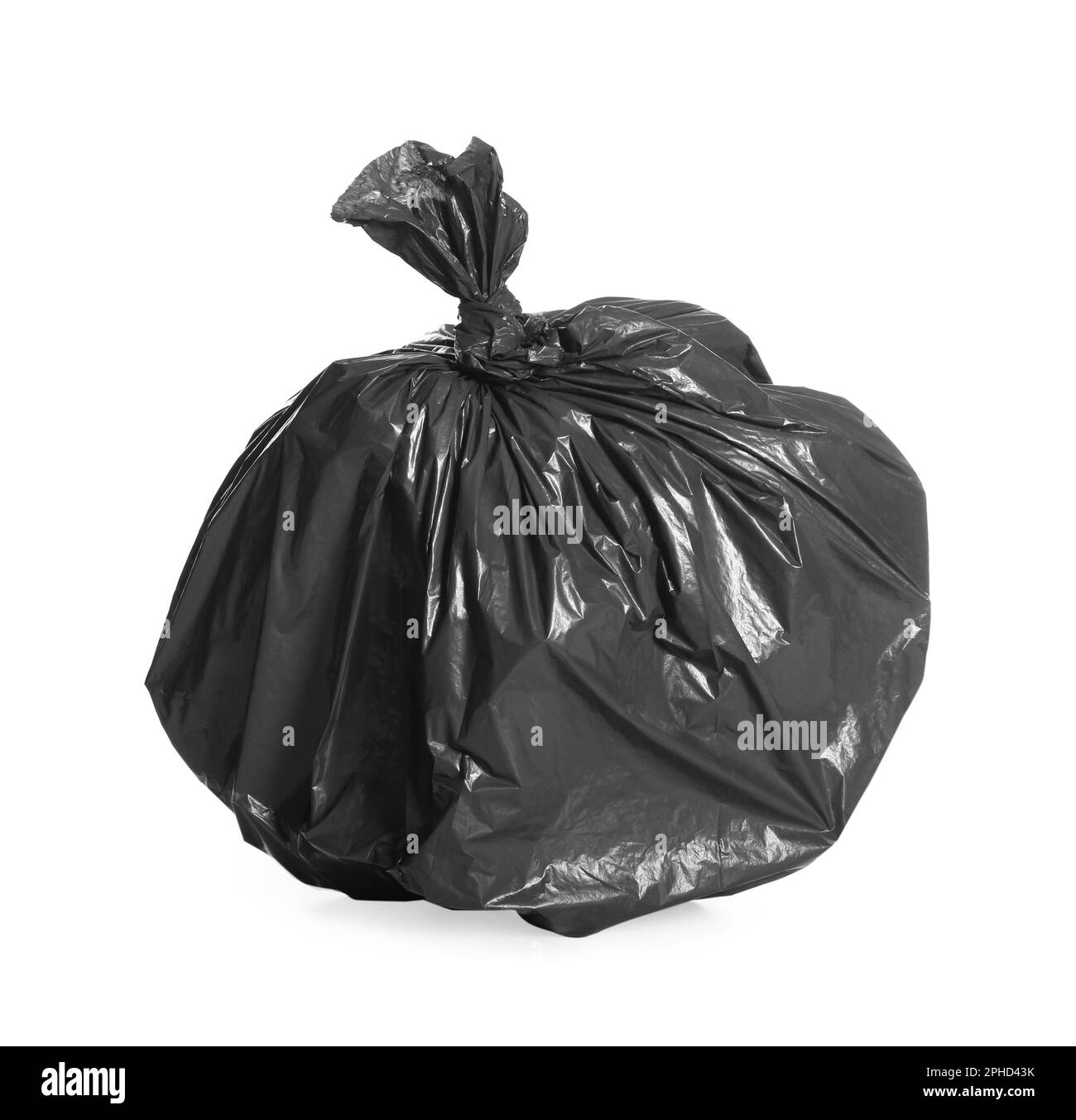 Black trash bag full of garbage isolated on white Stock Photo Alamy