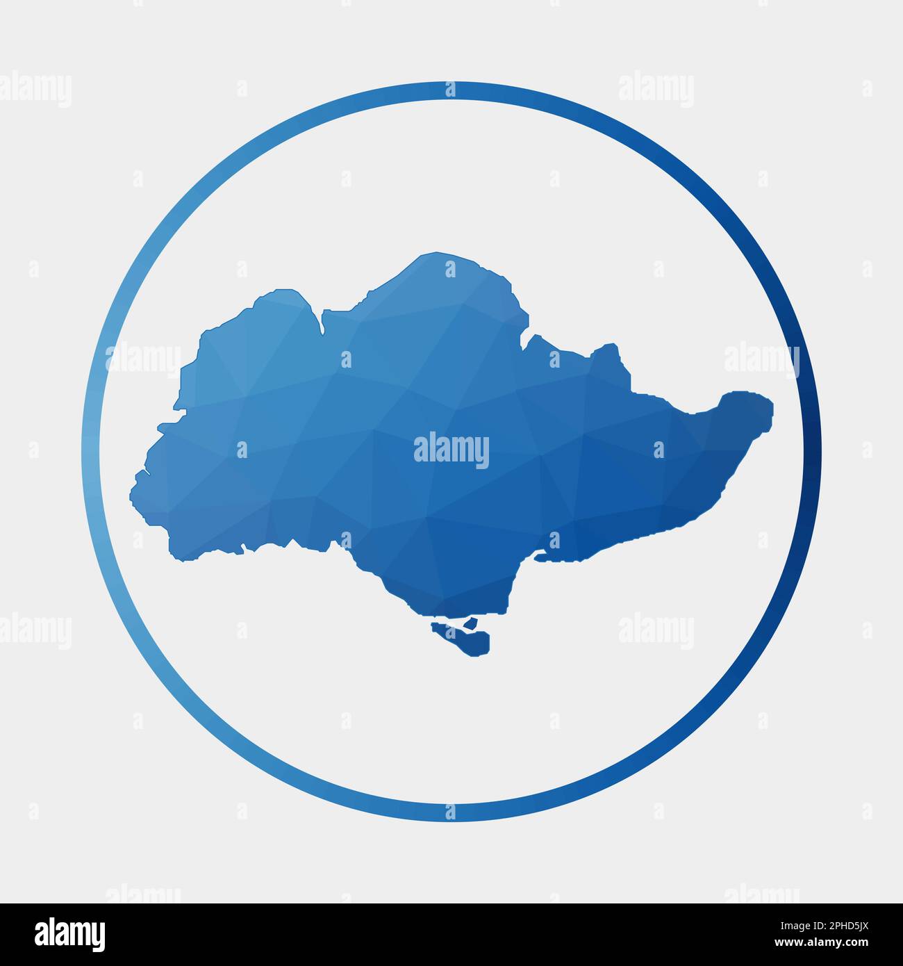 Sentosa icon. Polygonal map of the island in gradient ring. Round low ...