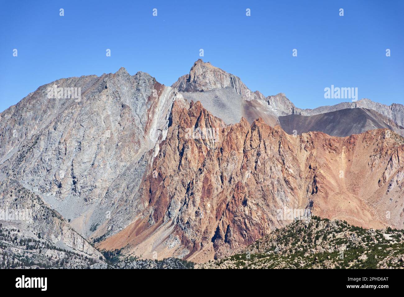 Mount Emerson Mount Humphreys and Piute Crags in the Sierra Nevada Mountains near Bishop California Stock Photo