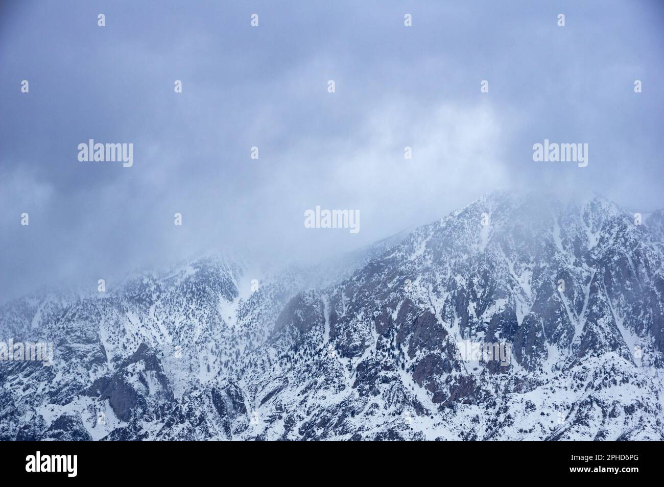 gray winter weather over the Wheeler Crest Mountains of the California Sierra Nevada Stock Photo