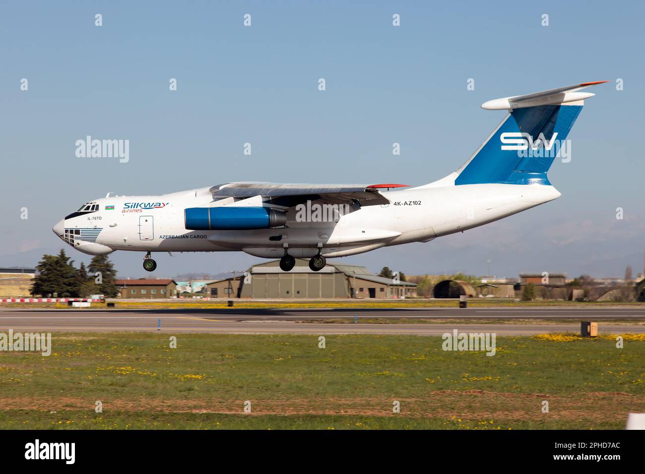 A Silk Way Airlines Ilyushin IL-76TD landing at Verona Villafranca