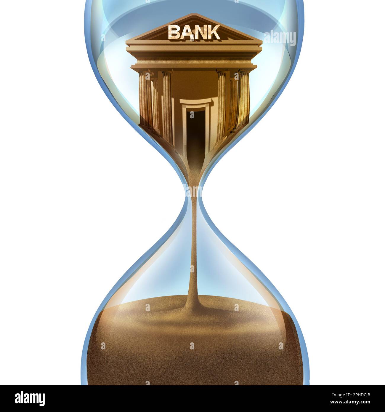 Losing Bank Savings and Banking Collapse or failing Banks as a credit Crisis and global financial system with instability or insolvency in an urgent Stock Photo