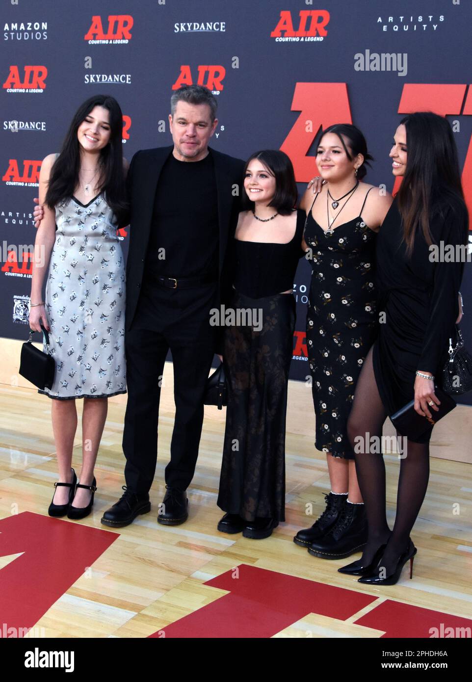 Los Angeles, California, USA 27th March 2023 Actor Matt Damon, wife Luciana Barroso and family attend Amazon Studios' World Premiere of 'AIR' at Regency Village Theatre on March 27, 2023 in Los Angeles, California, USA. Photo by Barry King/Alamy Live News Stock Photo