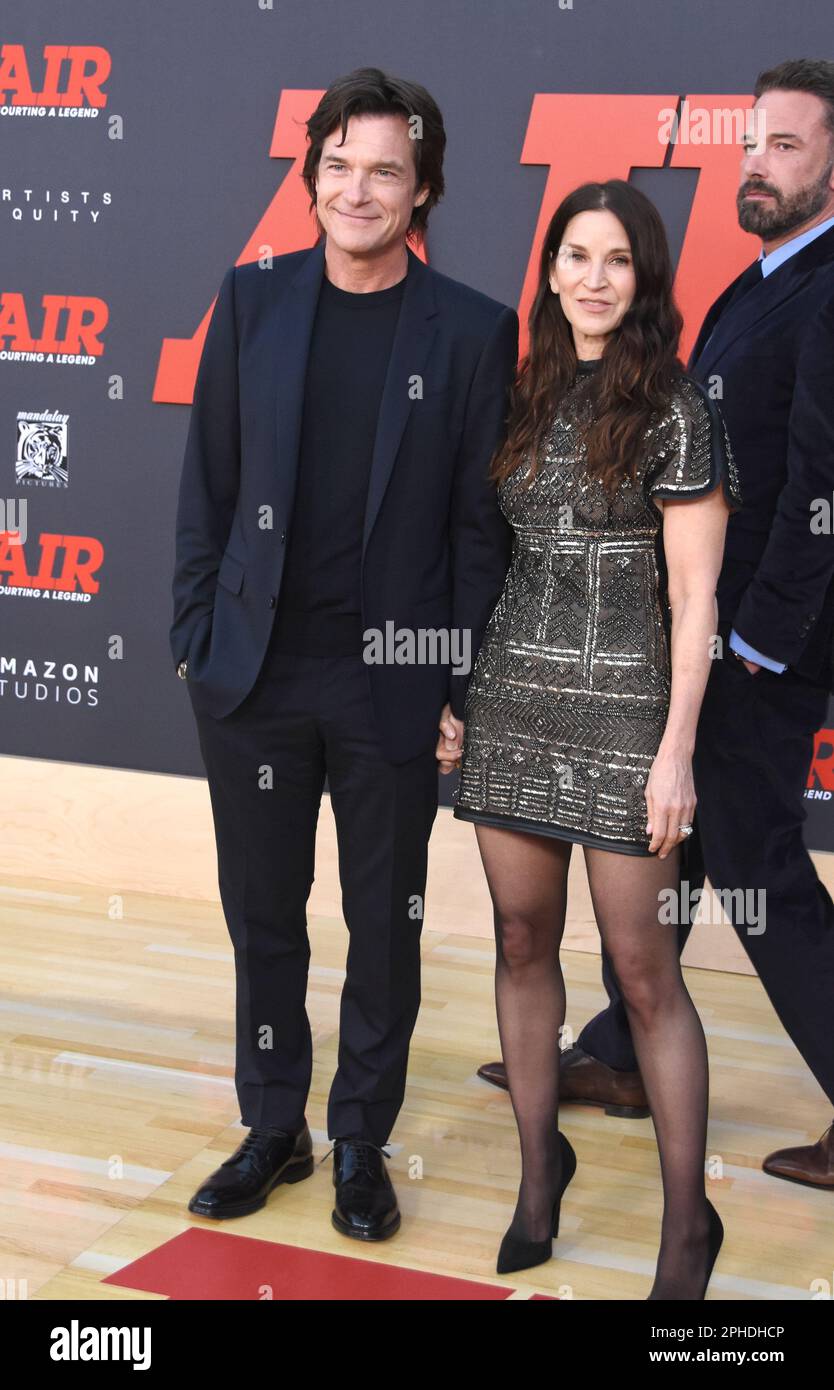 Los Angeles, California, USA 27th March 2023 Actor Jason Bateman, wife Amanda Anka and Director/actor Ben Affleck attend Amazon Studios' World Premiere of 'AIR' at Regency Village Theatre on March 27, 2023 in Los Angeles, California, USA. Photo by Barry King/Alamy Live News Stock Photo