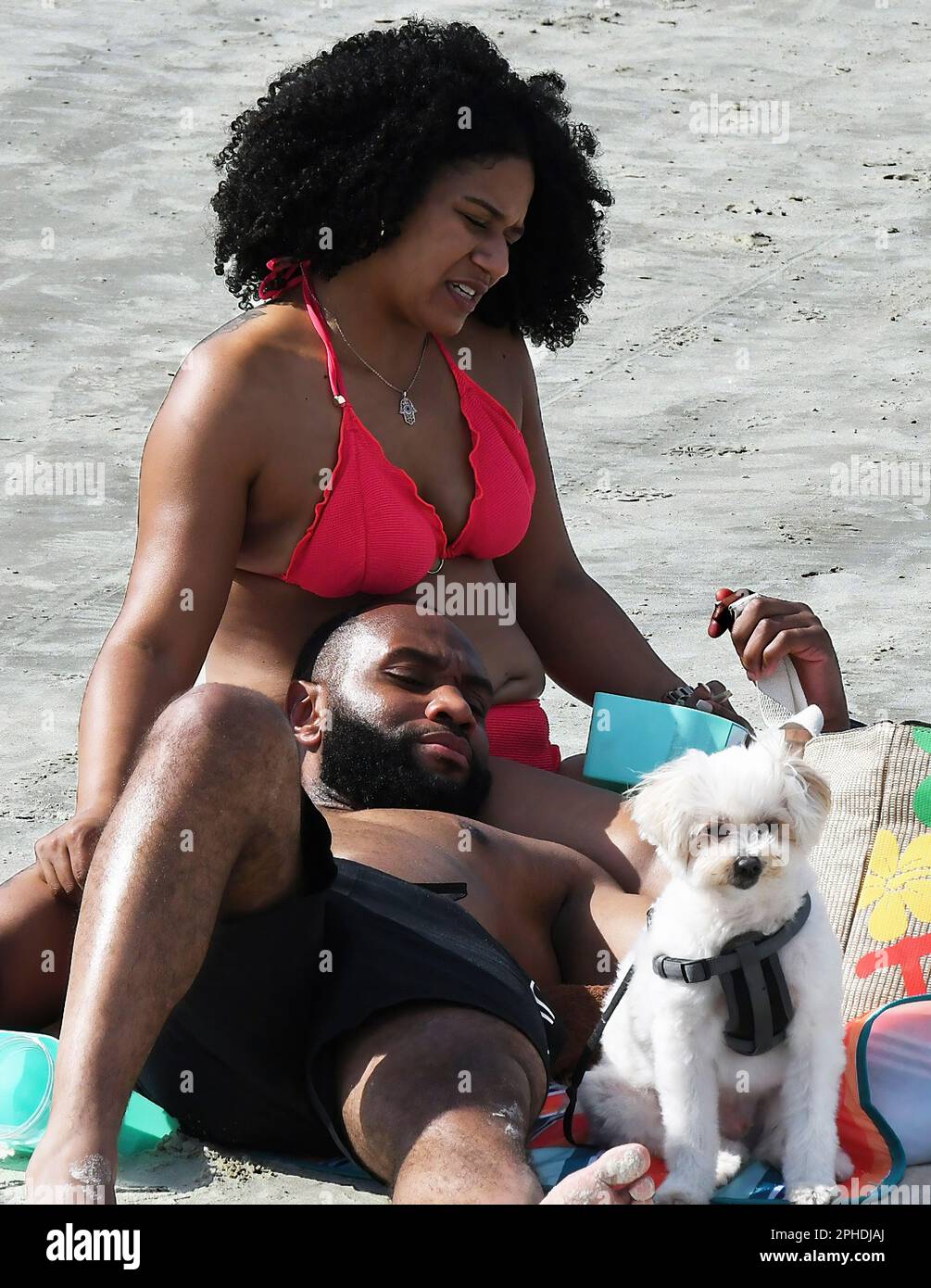 Daytona beach united states 27th mar 2023 a couple and their dog