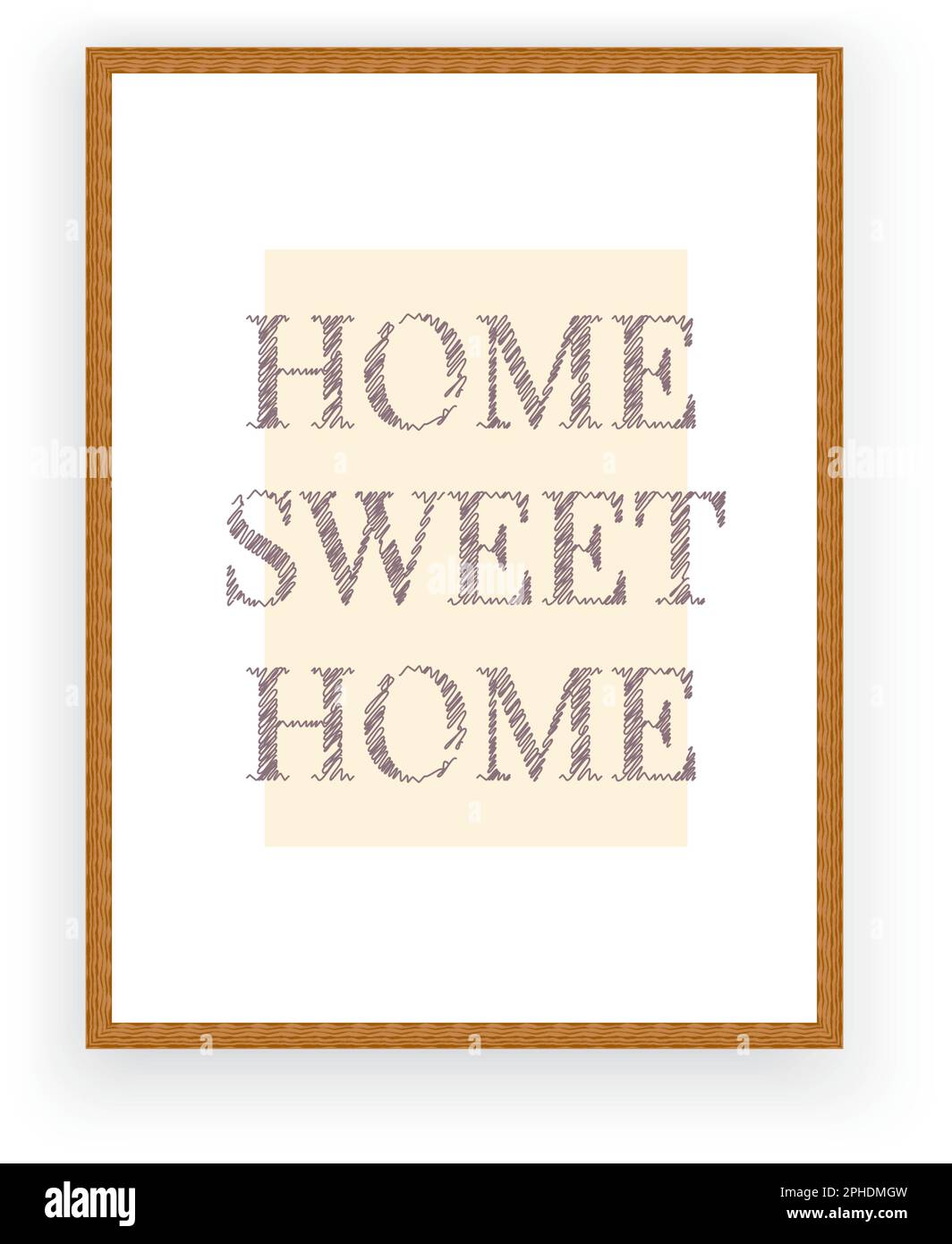 Home sweet home, vector. Minimalist poster design in wooden frame. Two ...
