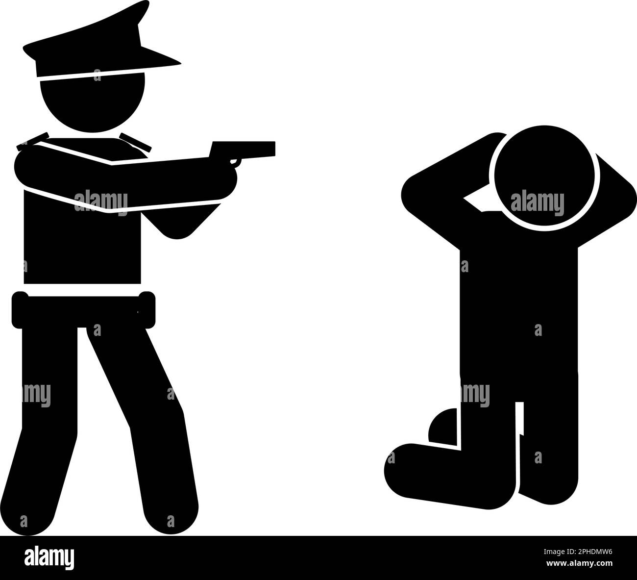 police arrest criminals. Policeman icon. Simple illustration of policeman vector. criminals in prison Stock Vector