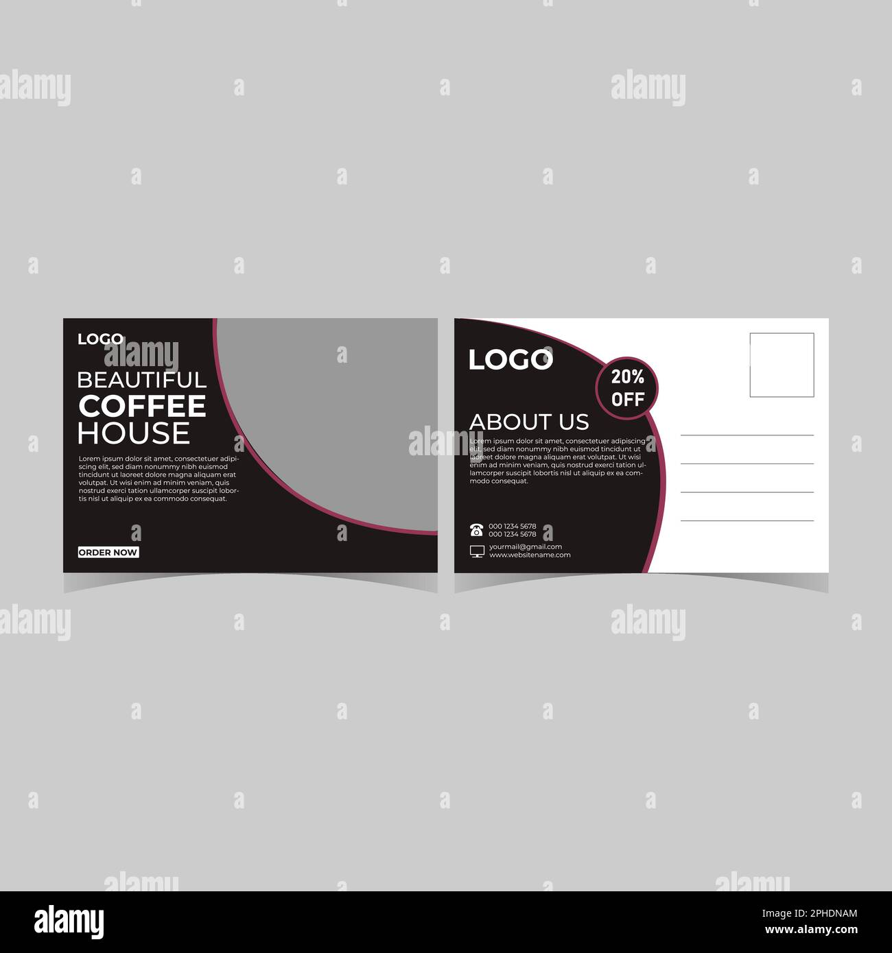 Modern postcard design for business and restaurant Stock Vector Image ...