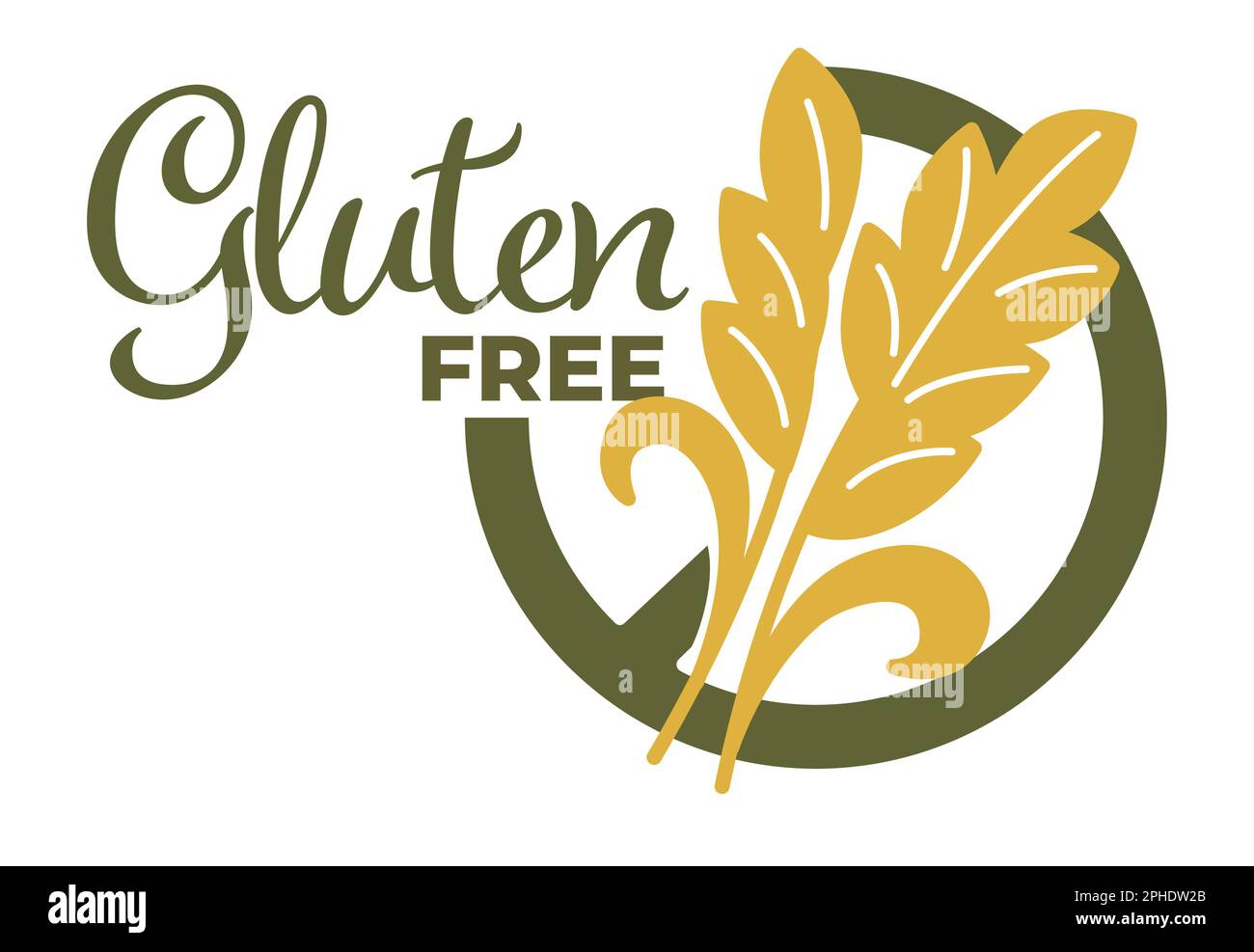 Vector illustration of gluten free words and cereal isolated on