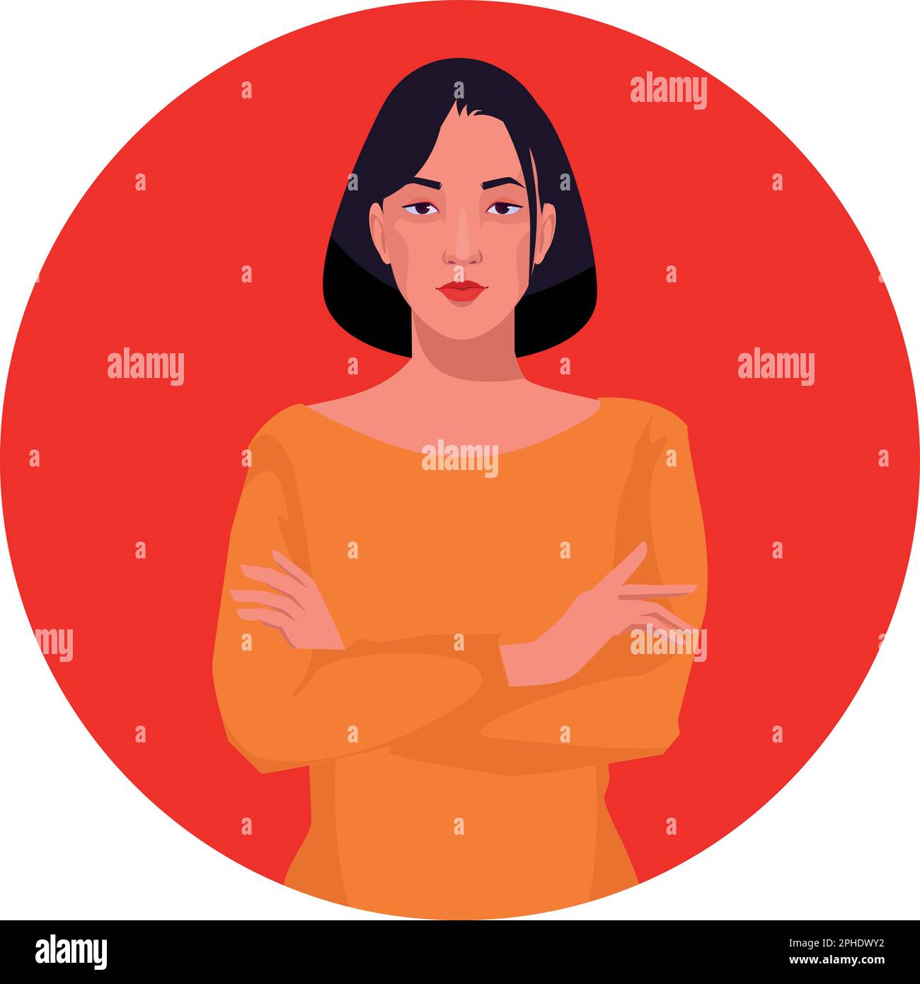 portrait of a beautiful woman looking happy vector illustration in flat style Stock Vector