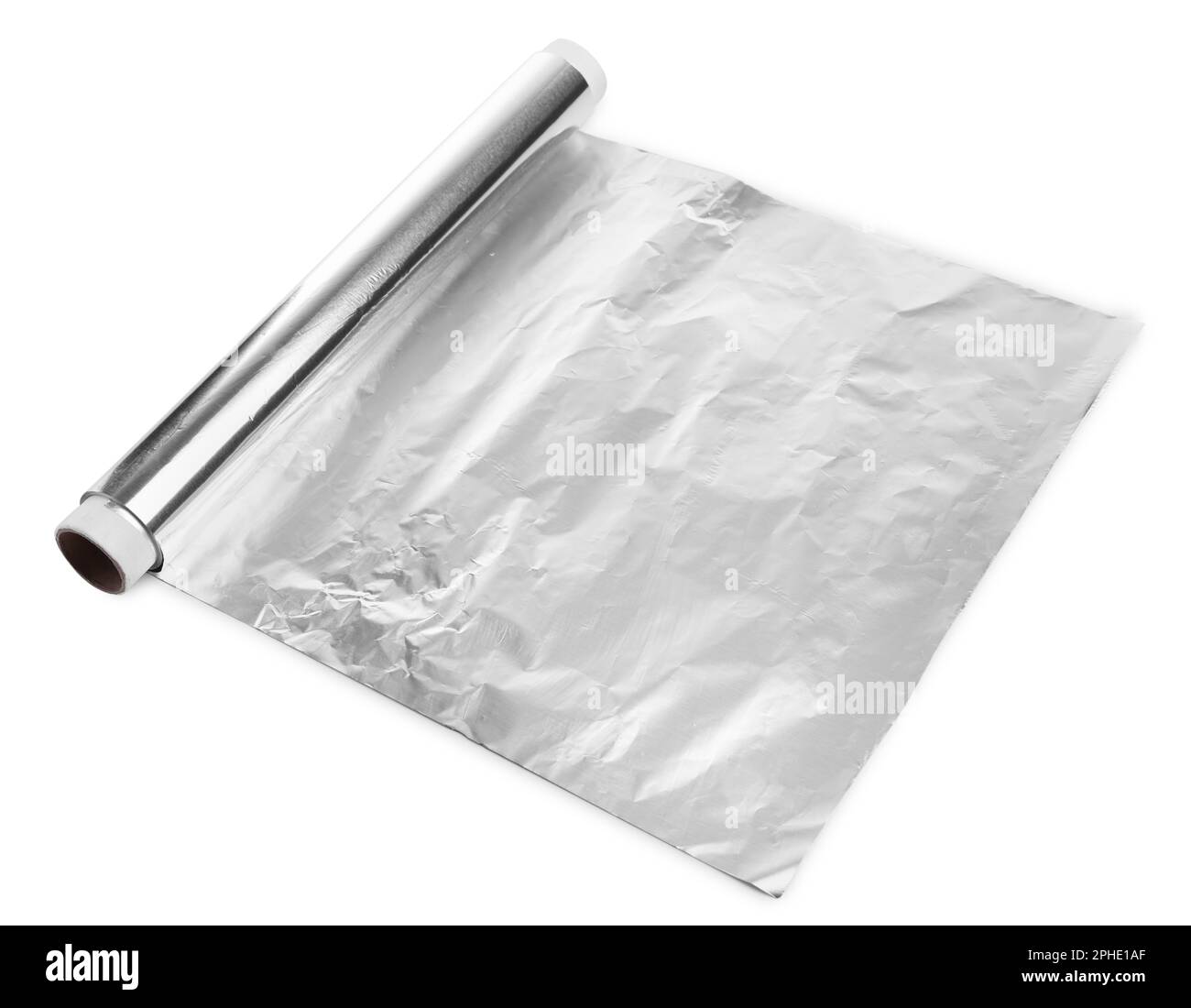 Roll of aluminum foil isolated on white Stock Photo - Alamy