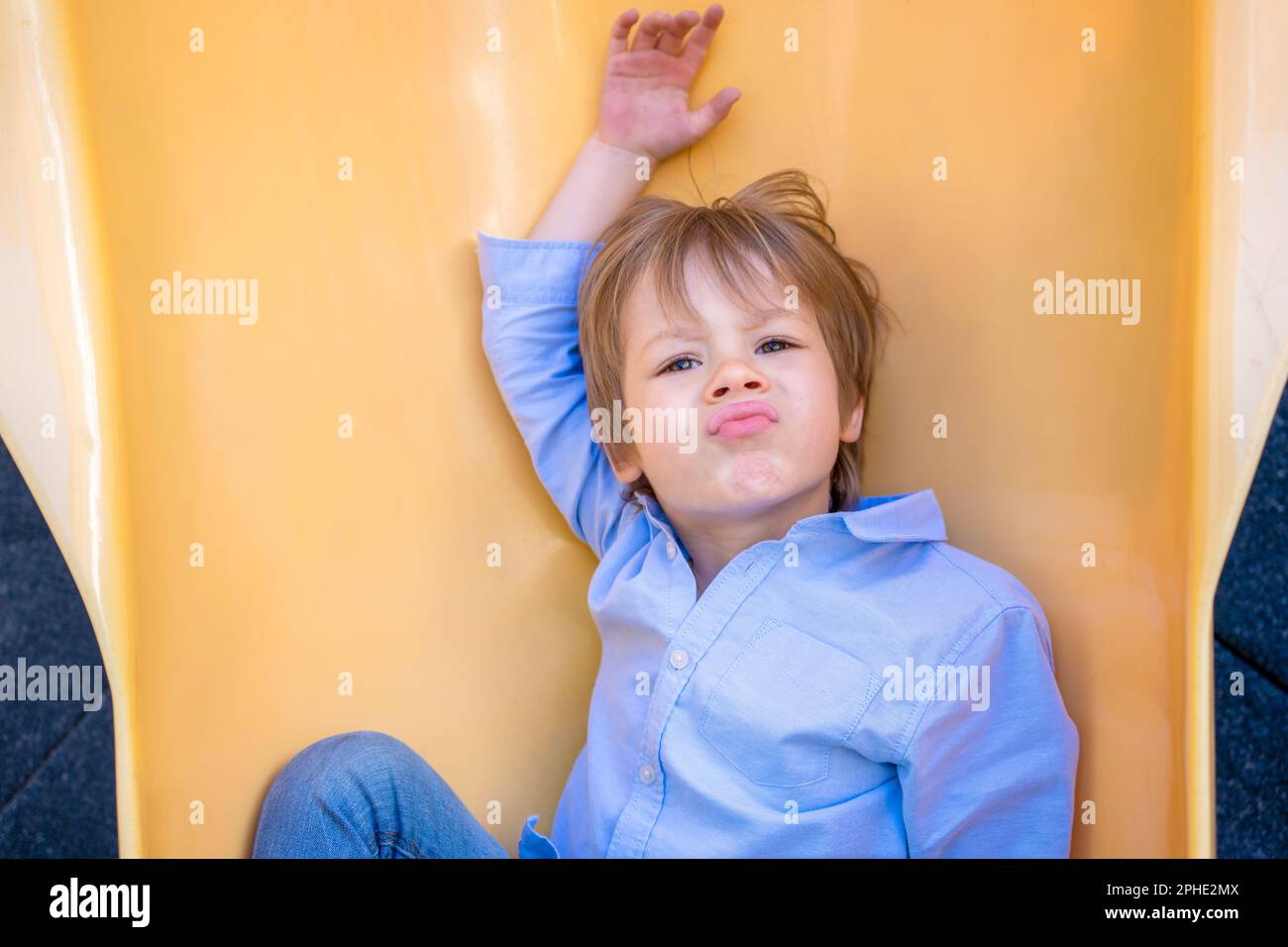 Adorable little 34 year old toddler boy having fun on playground, child boy Stock Photo Alamy