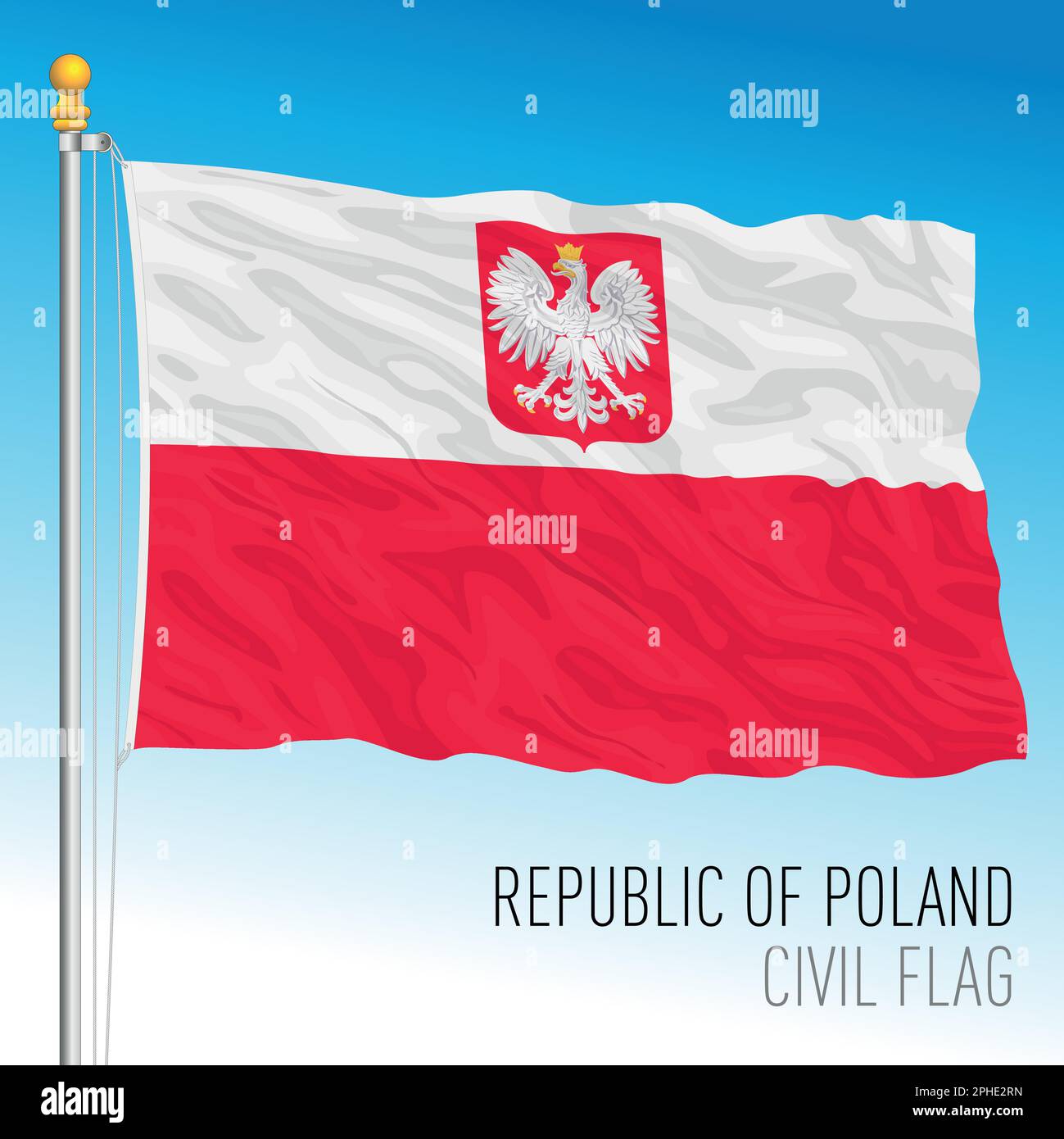 Republic of Poland, Europe, civil flag, vector illustration Stock Vector