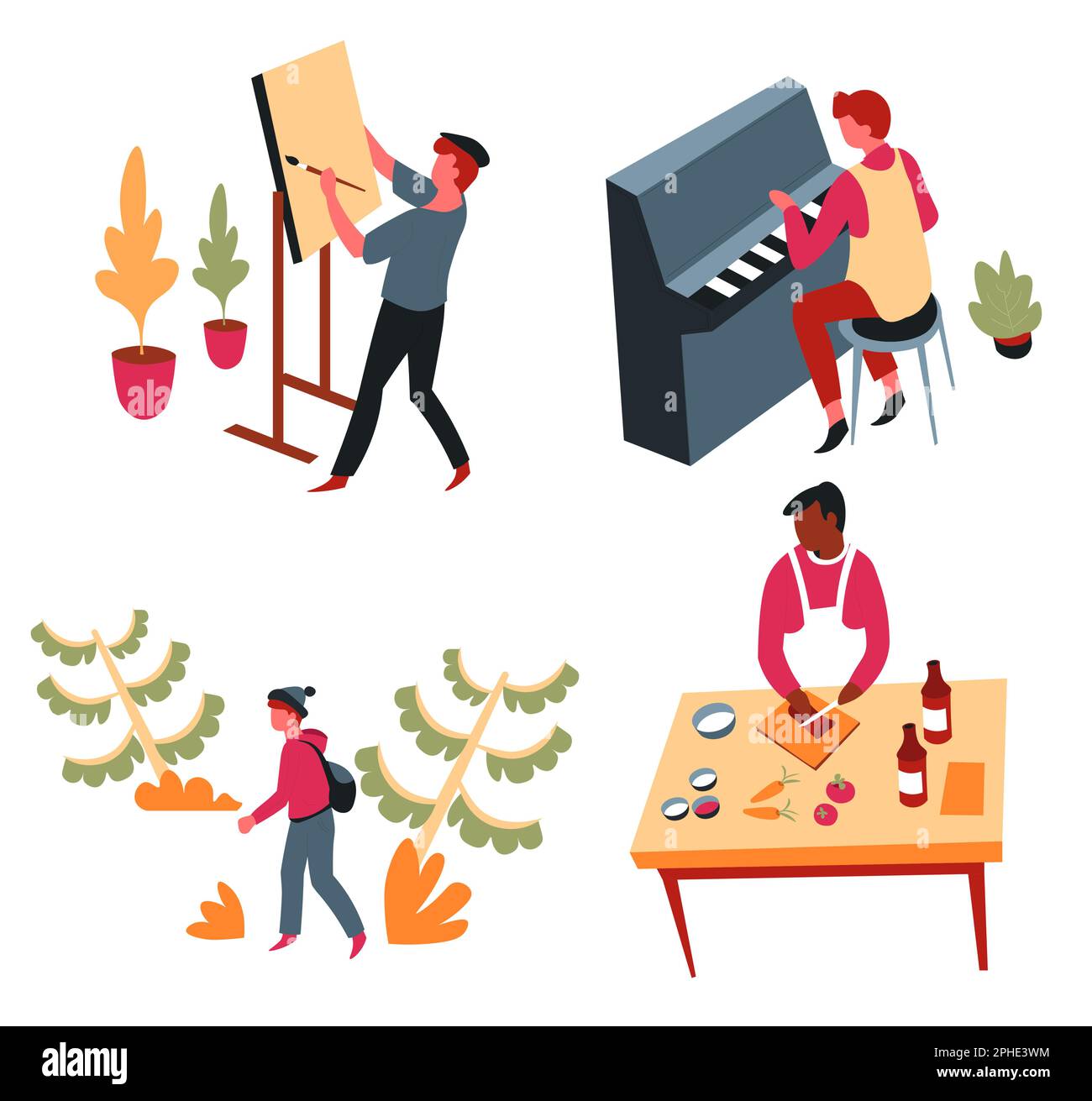 Hobbies leisure activity or pastime art and entertainment vector