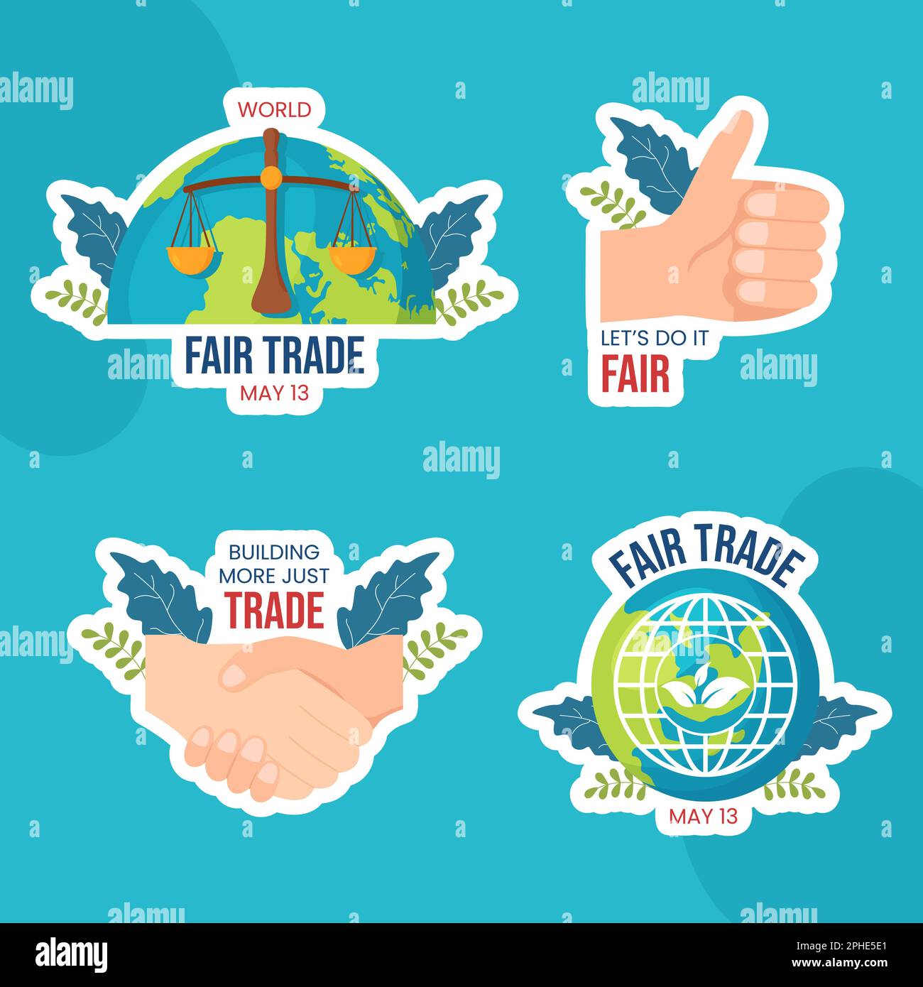 World Fair Trade Day Label Flat Cartoon Hand Drawn Templates Background