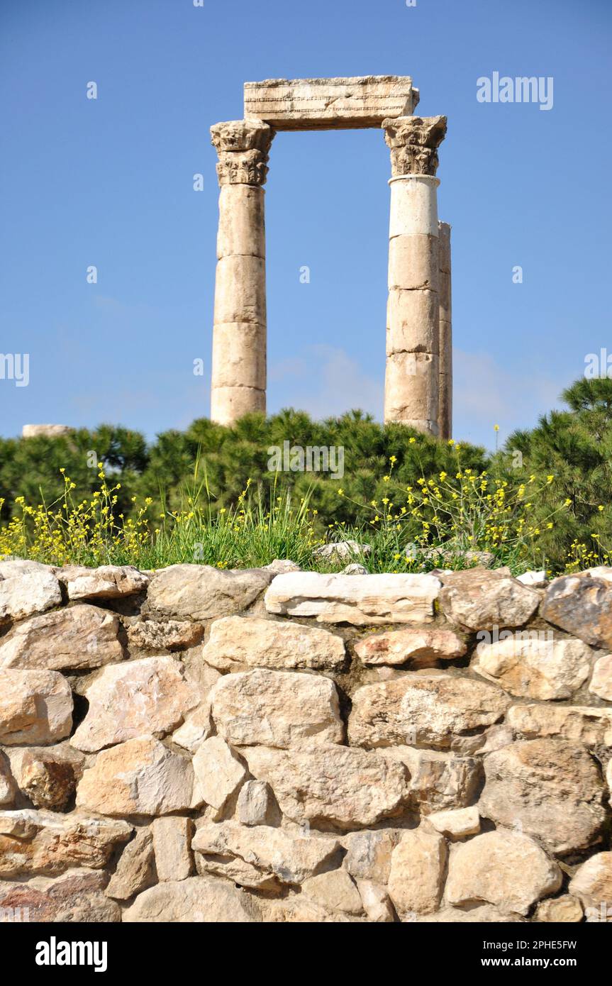 Remains of the Temple of Hercules, The Citadel, Amman, Jordan Stock Photo