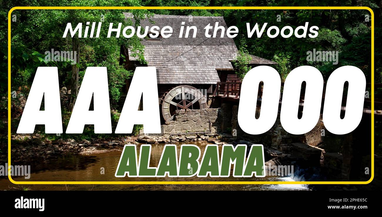 Vehicle license plates marking in Alabama in United States of America