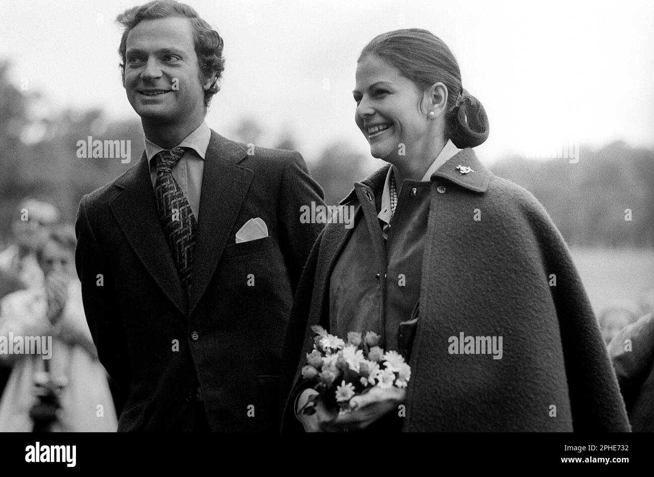 Carl XVI Gustaf and Silvia Sommerlath. Carl XVI Gustaf, King of Sweden. Born 30 april 1946. Picture taken 1976. Stock Photo