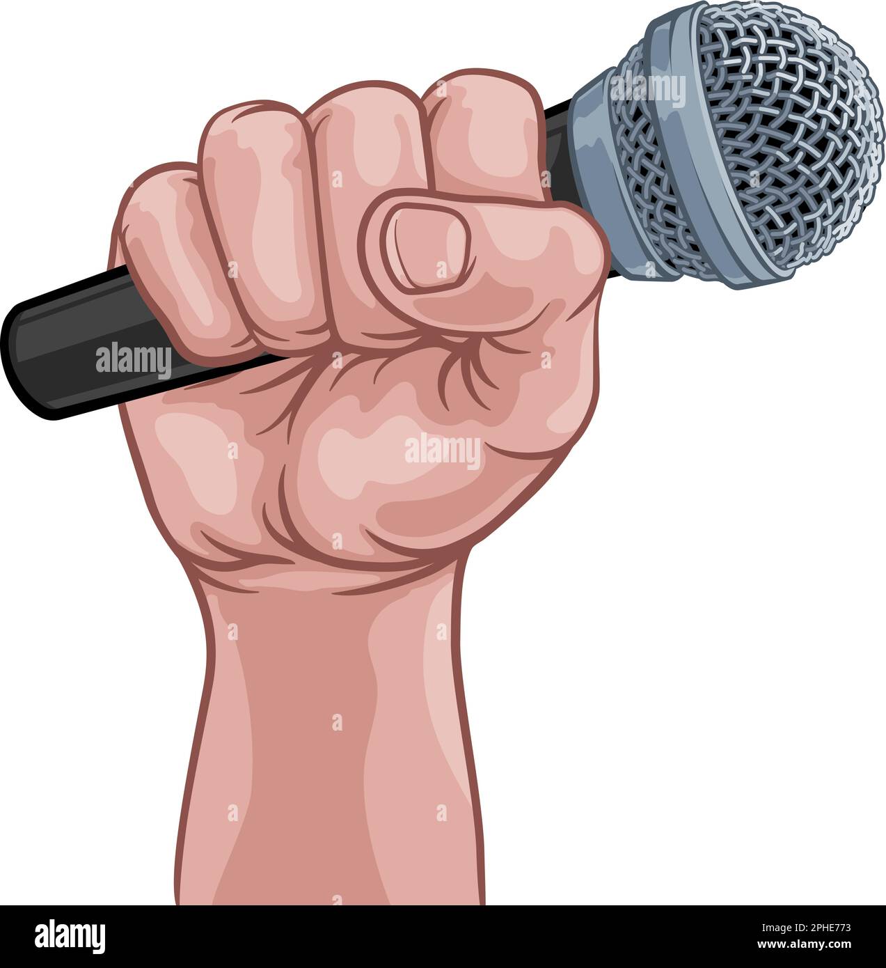 Microphone Fist Hand Comic Book Pop Art Cartoon Stock Vector