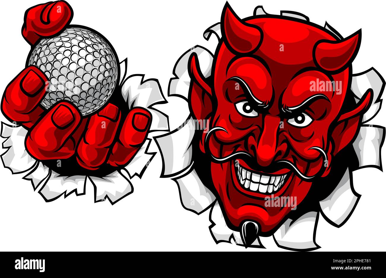 Devil Satan Golf Ball Sports Mascot Cartoon Stock Vector Image & Art