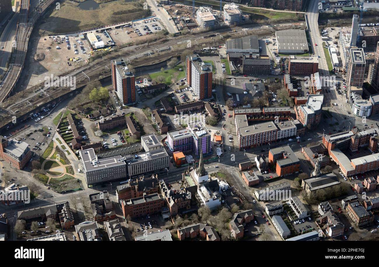 aerial view looking south of Chapel Street in Salford Stock Photo