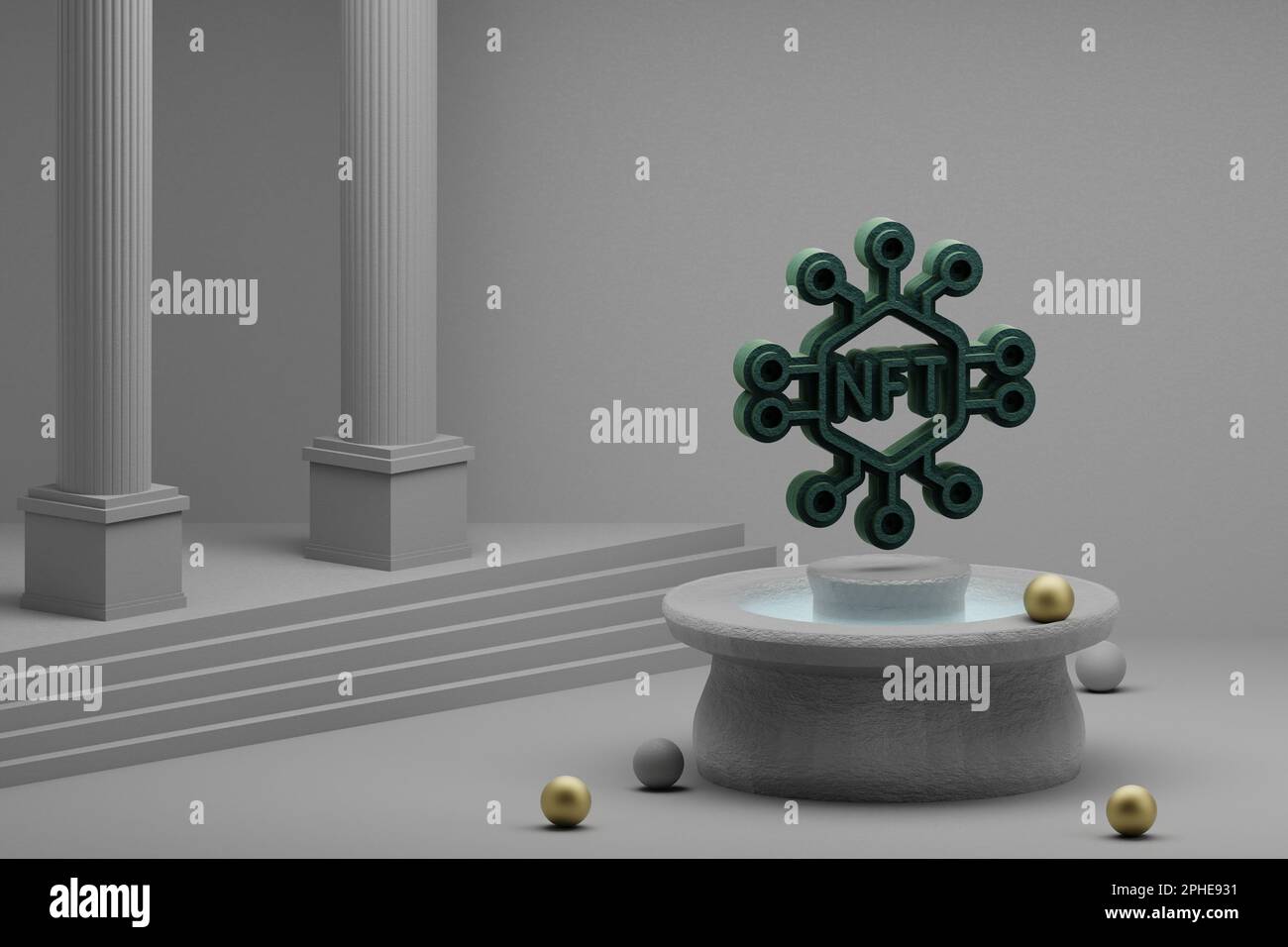 Beautiful abstract illustrations Green NFT Tokens symbol icon on a ...