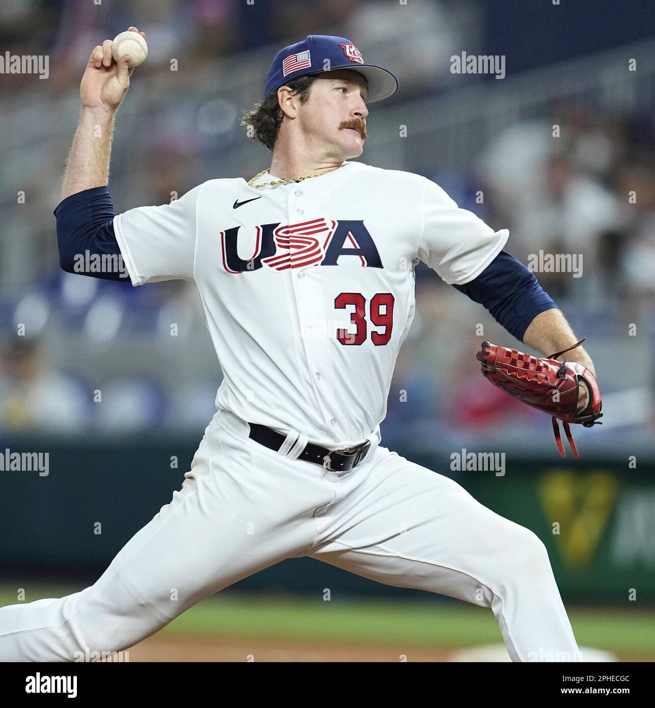 Miles Mikolas of the United States pitches against Cuba in a World