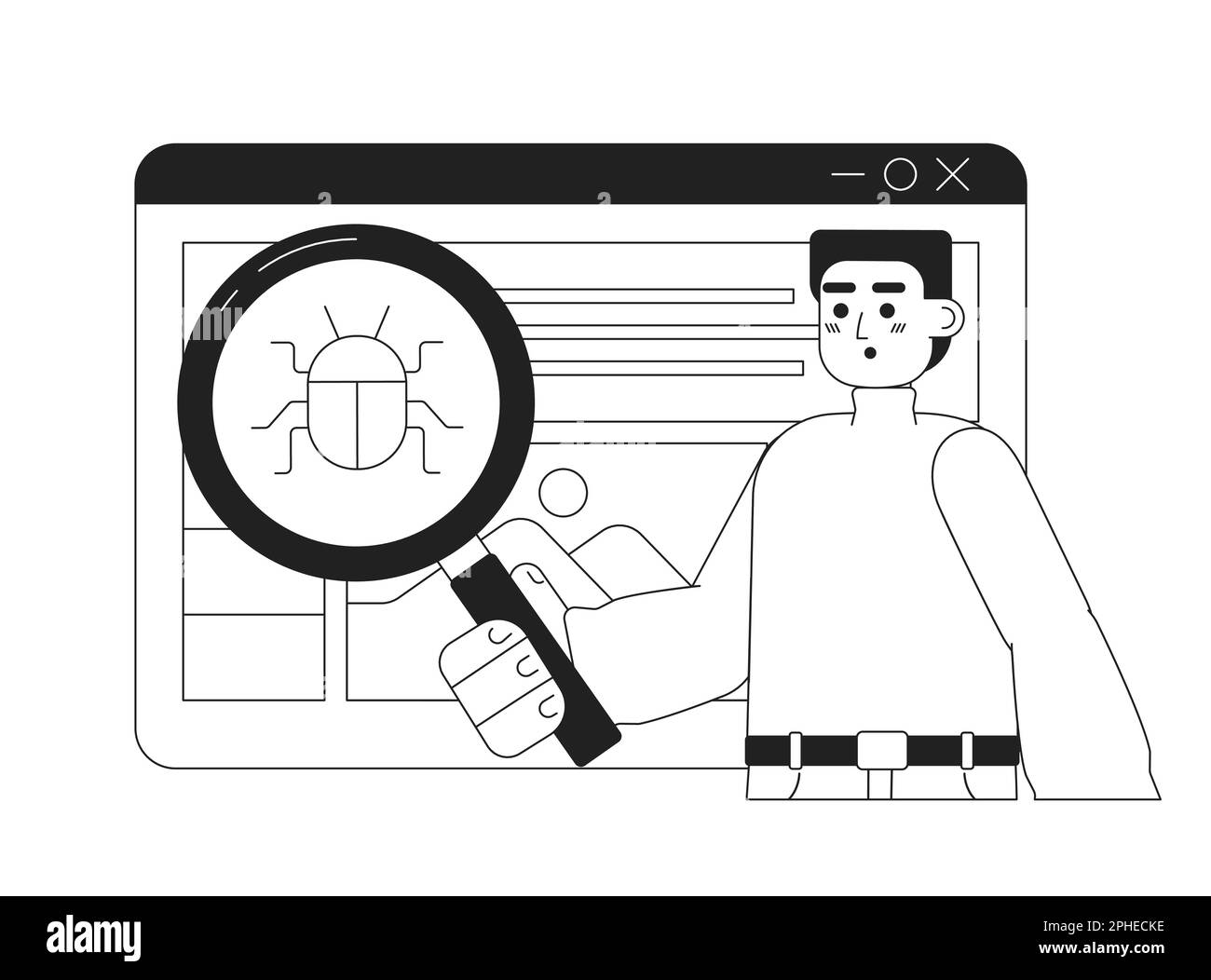 Debugging web application black and white concept vector spot ...