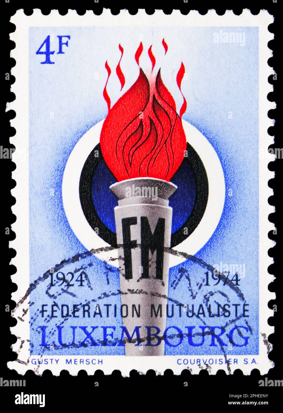 MOSCOW, RUSSIA - MARCH 16, 2023: Postage stamp printed in Luxembourg ...