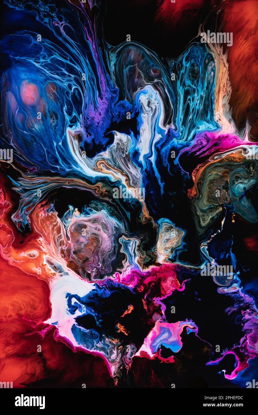 Beautiful Abstraction Of Liquid Paints In Slow Blending Flow Mixing 
