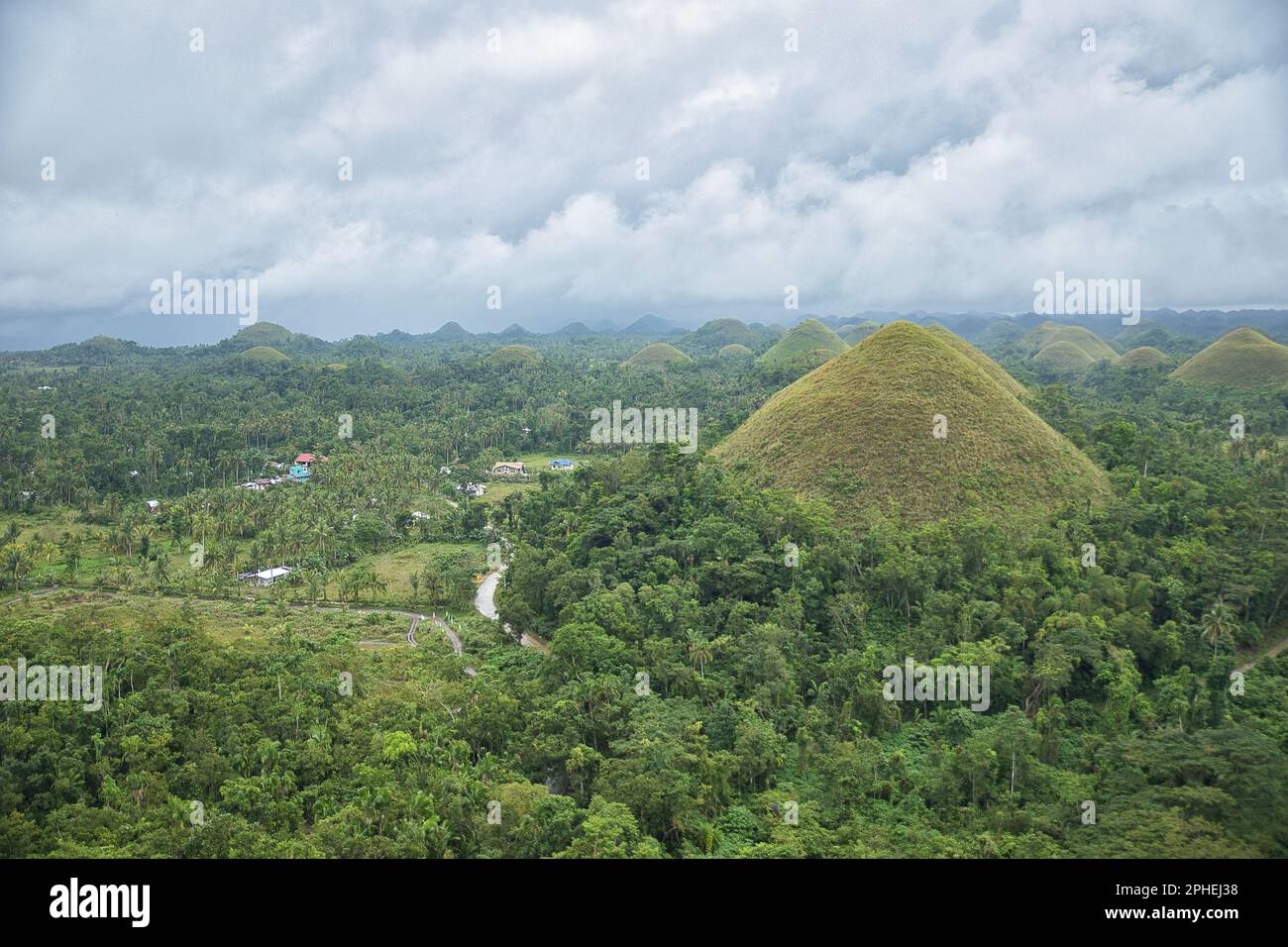 The dome and coneshaped chocolate hills of Bohol in the Philippines