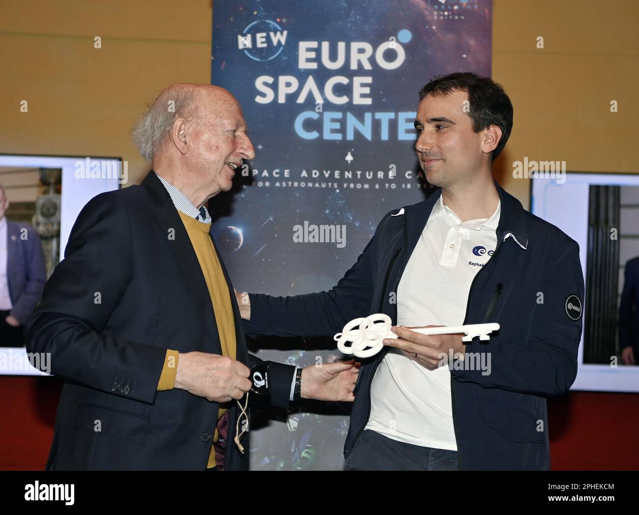 Transinne, Belgium. 28th Mar, 2023. Belgian astronaut Dirk Frimout and ...