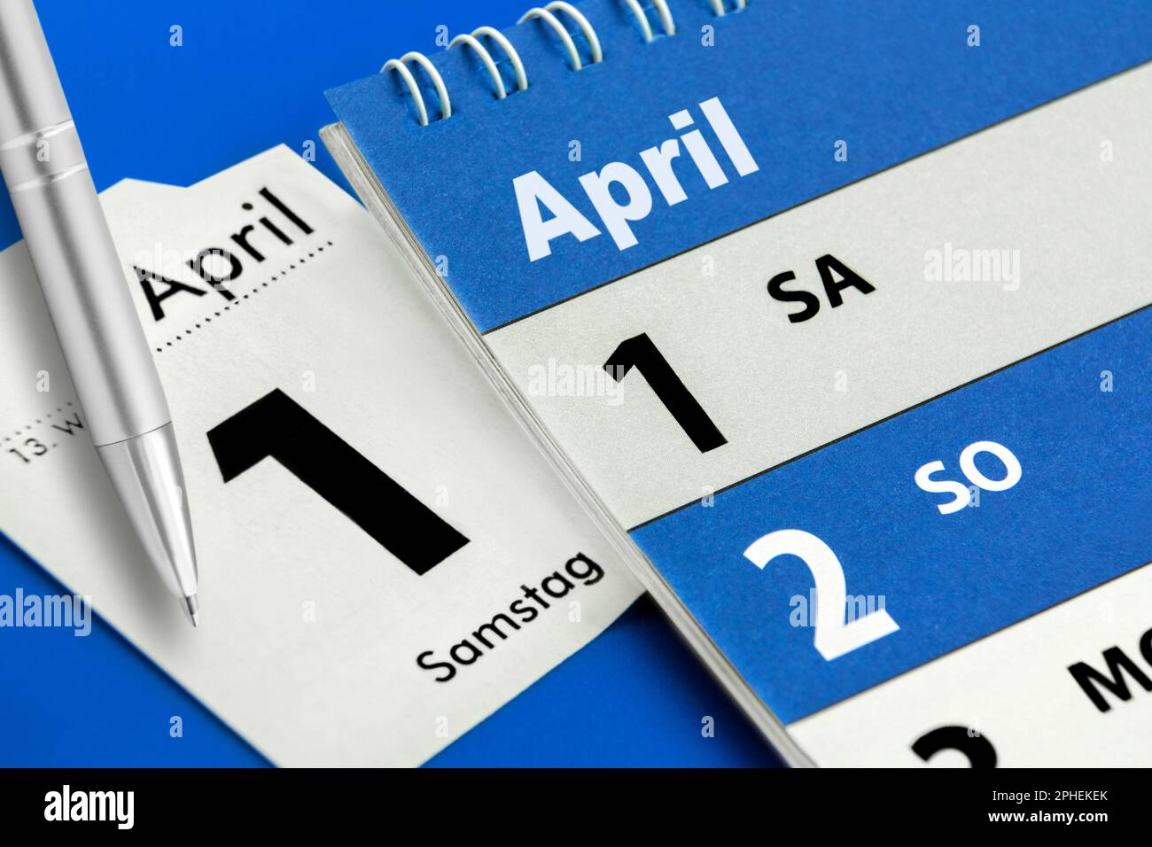 Deutscher Kalender Datum 1. April  2023 Stock Photo
