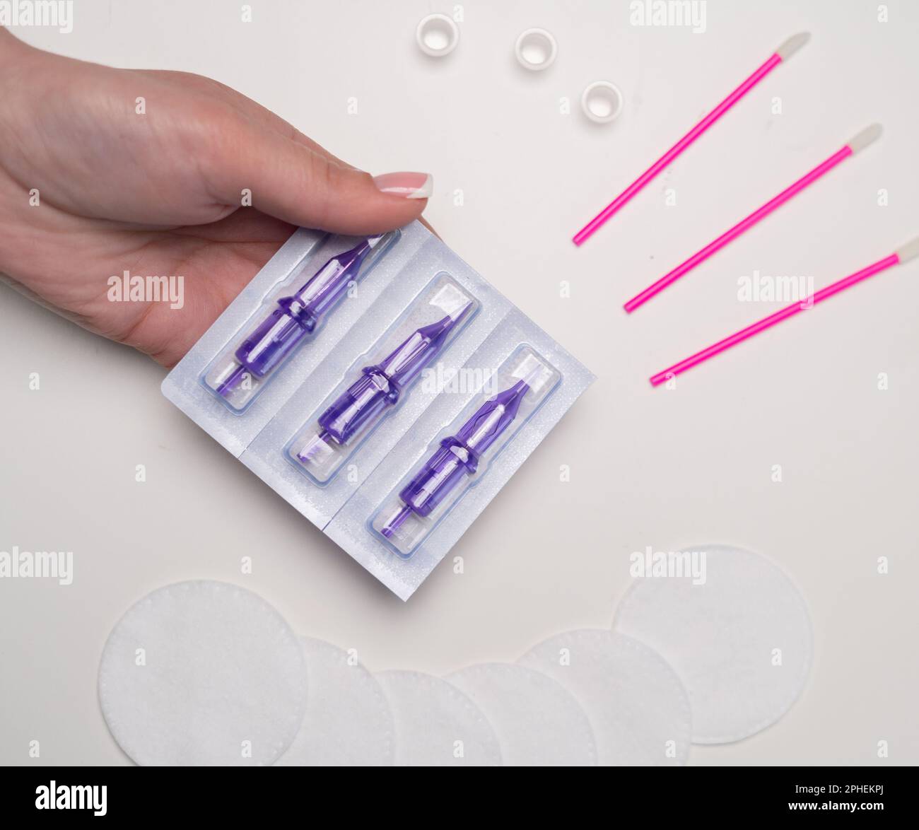 Micropigmentation equipment, top view. Microblading materials