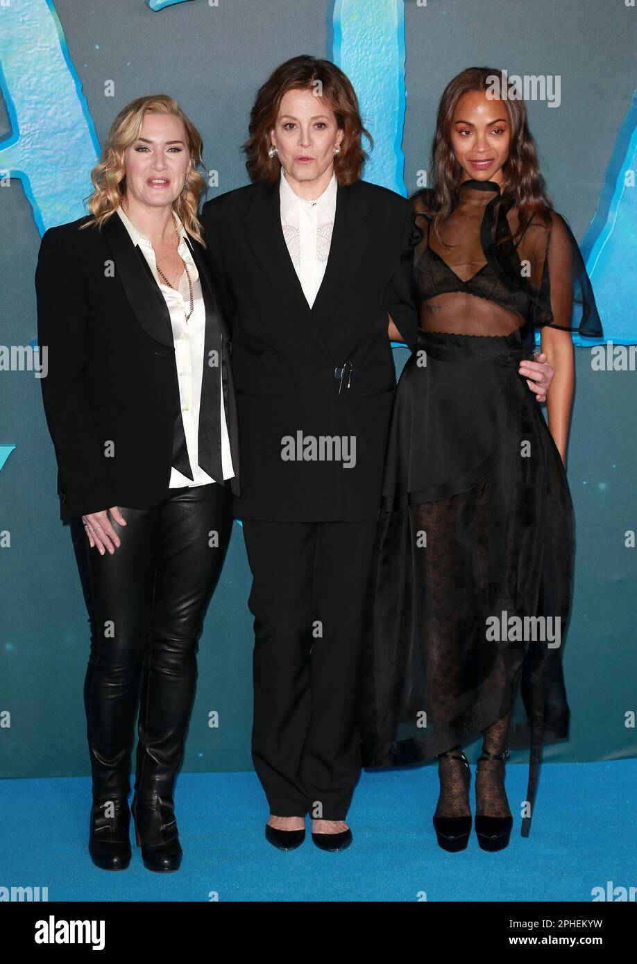 Kate Winslet, Sigourney Weaver and Zoe Saldana attend the "Avatar The Way Of Water" photocall