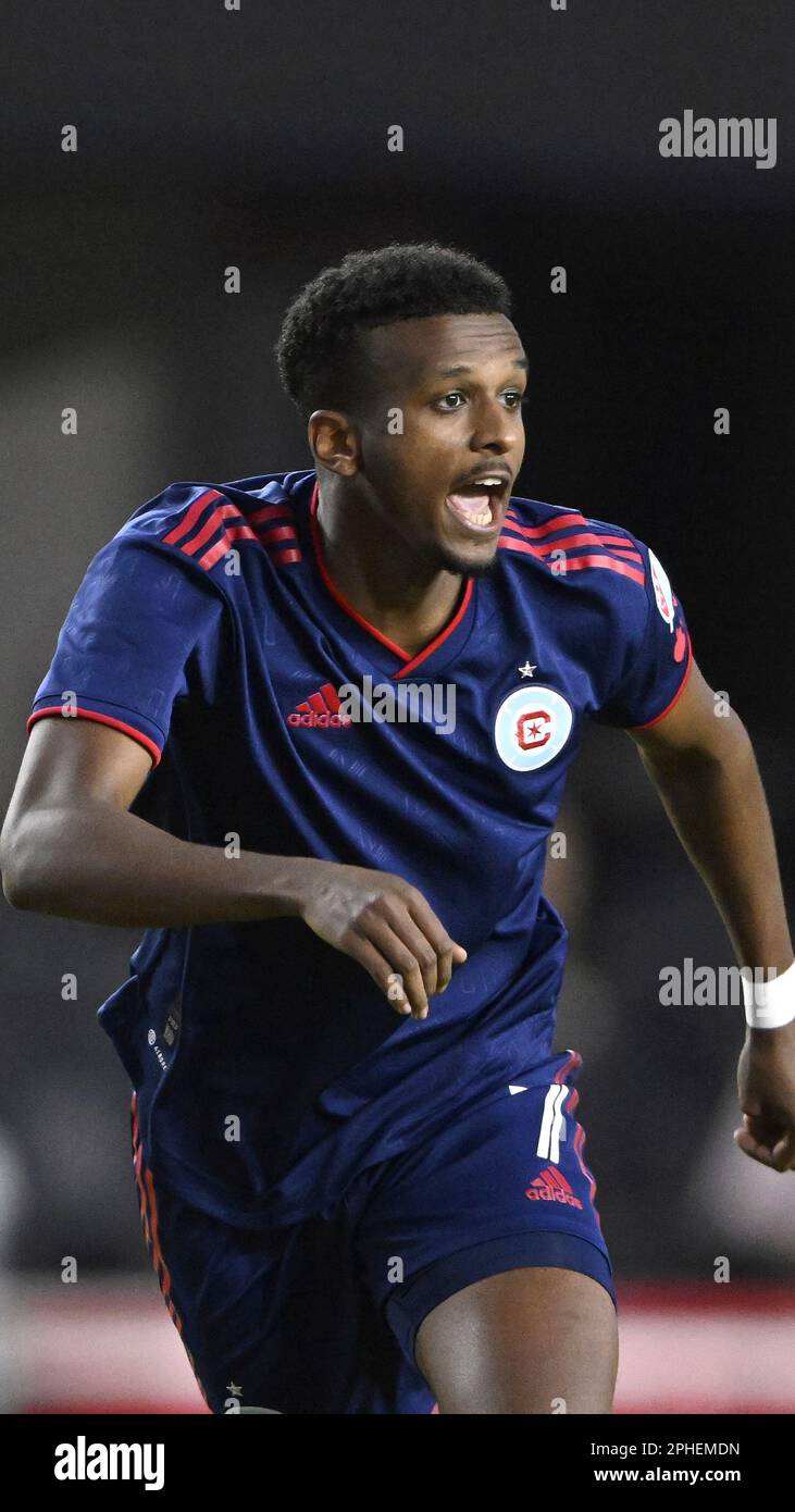 Chicago Fire's Maren Haile-Selassie during an MLS soccer match, Saturday,  March 25, 2023, in Fort Lauderdale, Fla. (AP Photo/Doug Murray Stock Photo  - Alamy