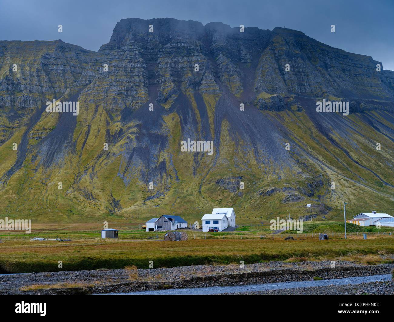 The village Arnes. Landscape in the Arneshreppur at bay Trekyllisvik ...