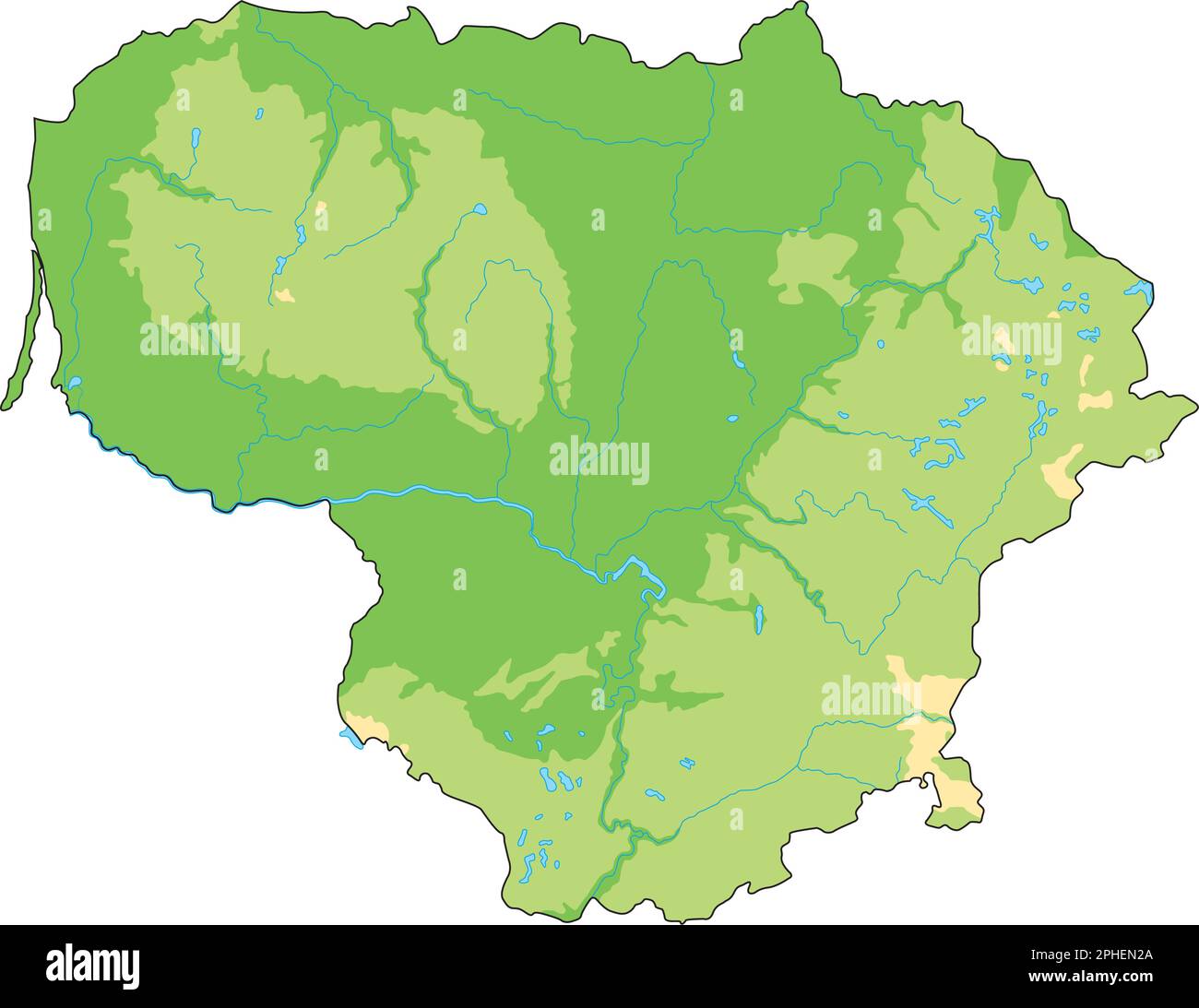 Highly detailed Lithuania physical map. Stock Vector