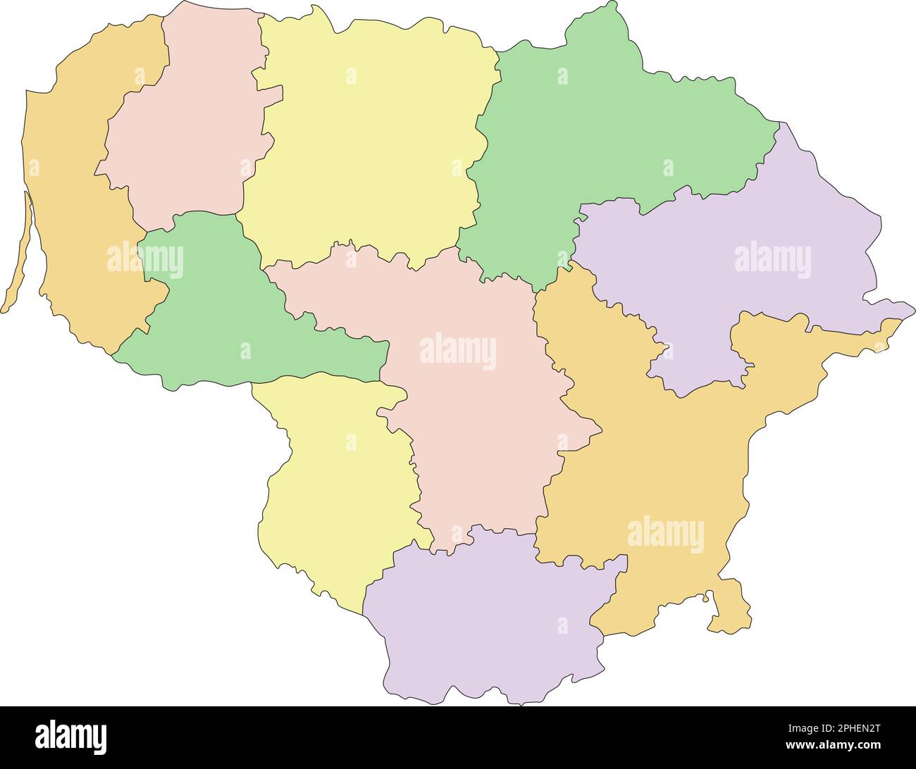 Lithuania - Highly detailed editable political map. Stock Vector