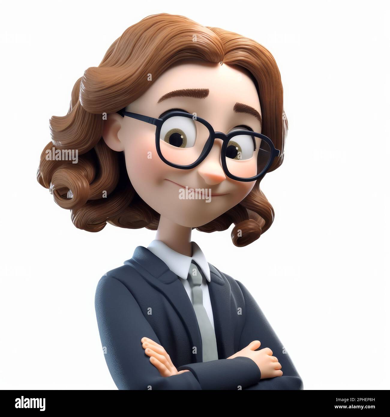 Portrait of a happy businesswoman in a 3d cartoon style. Generative ai Stock Photo