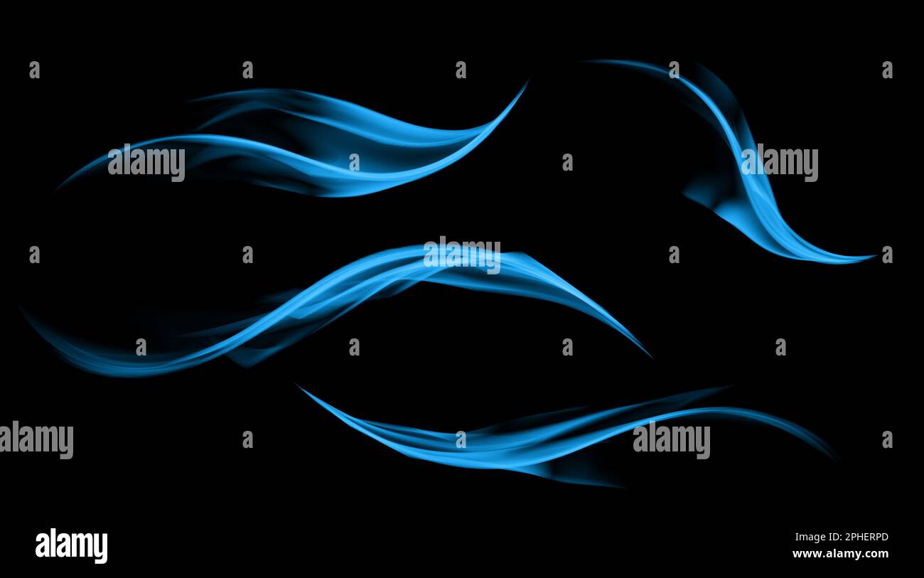 Abstract blue fire flame  on a black background. Design element. Stock Photo