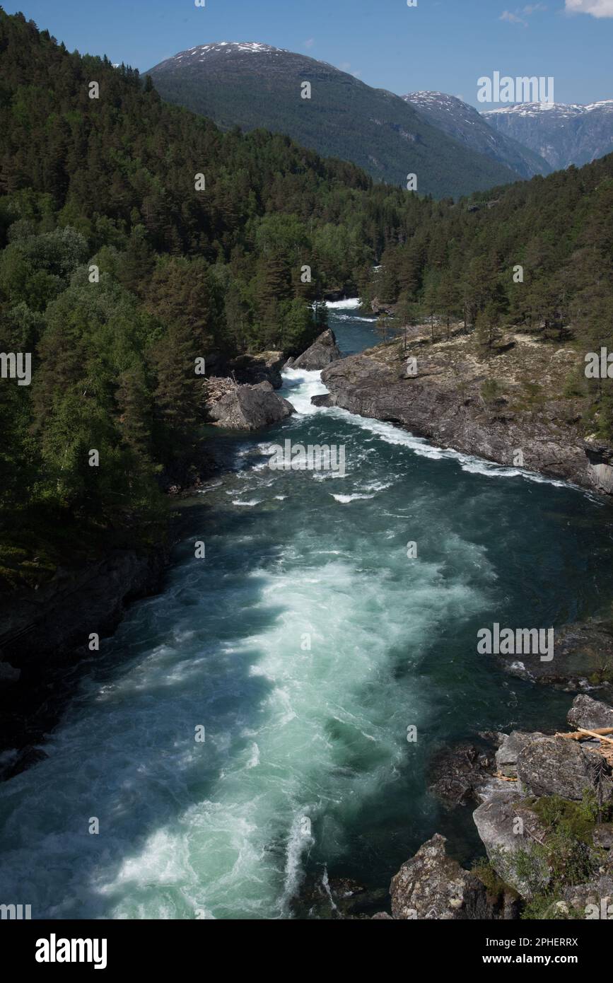 Thundering waterfall and gorge Stettafossen is a location where Rauma ...